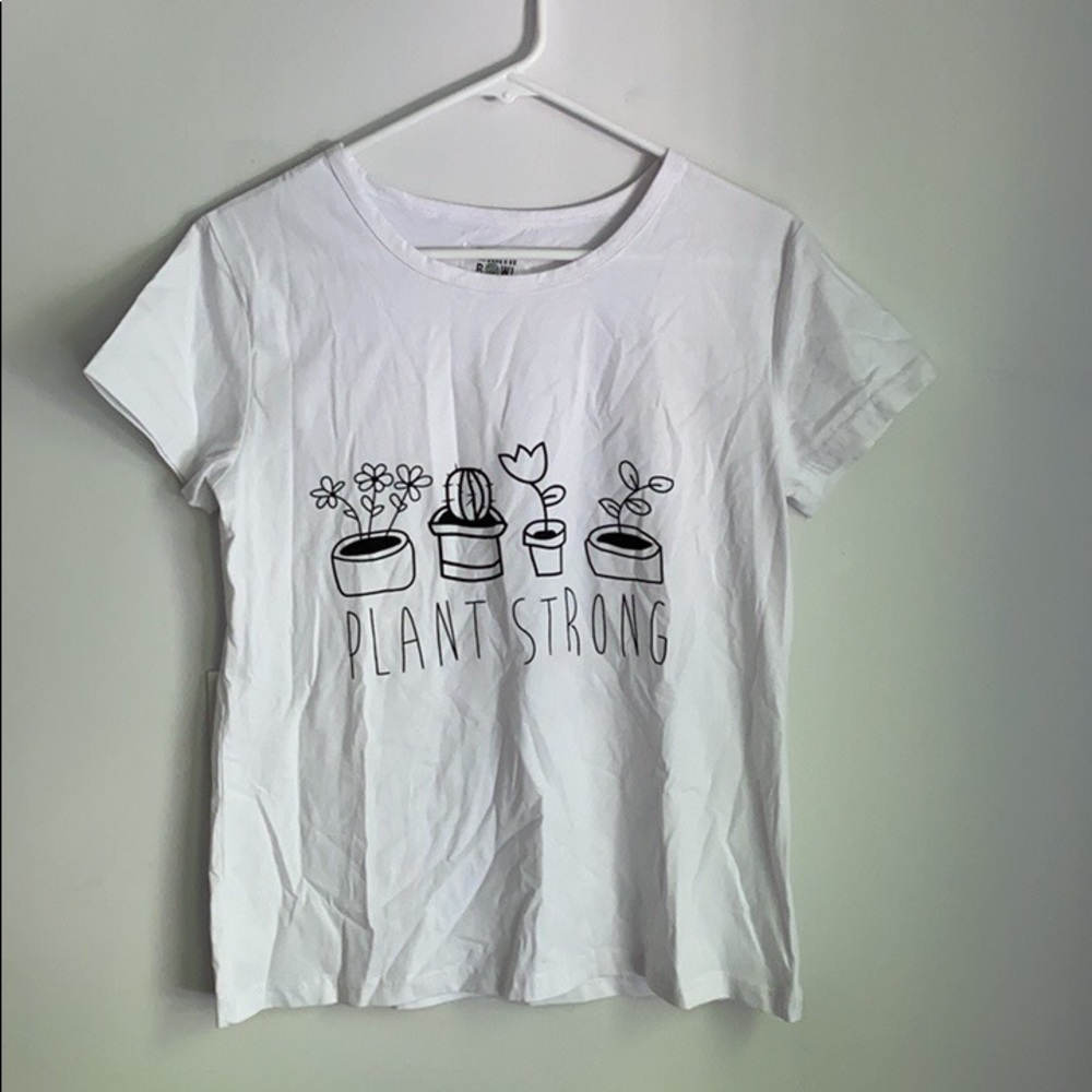 Plant Strong White T-shirt Women’s Size Medium | Succulent Plant Lover Print